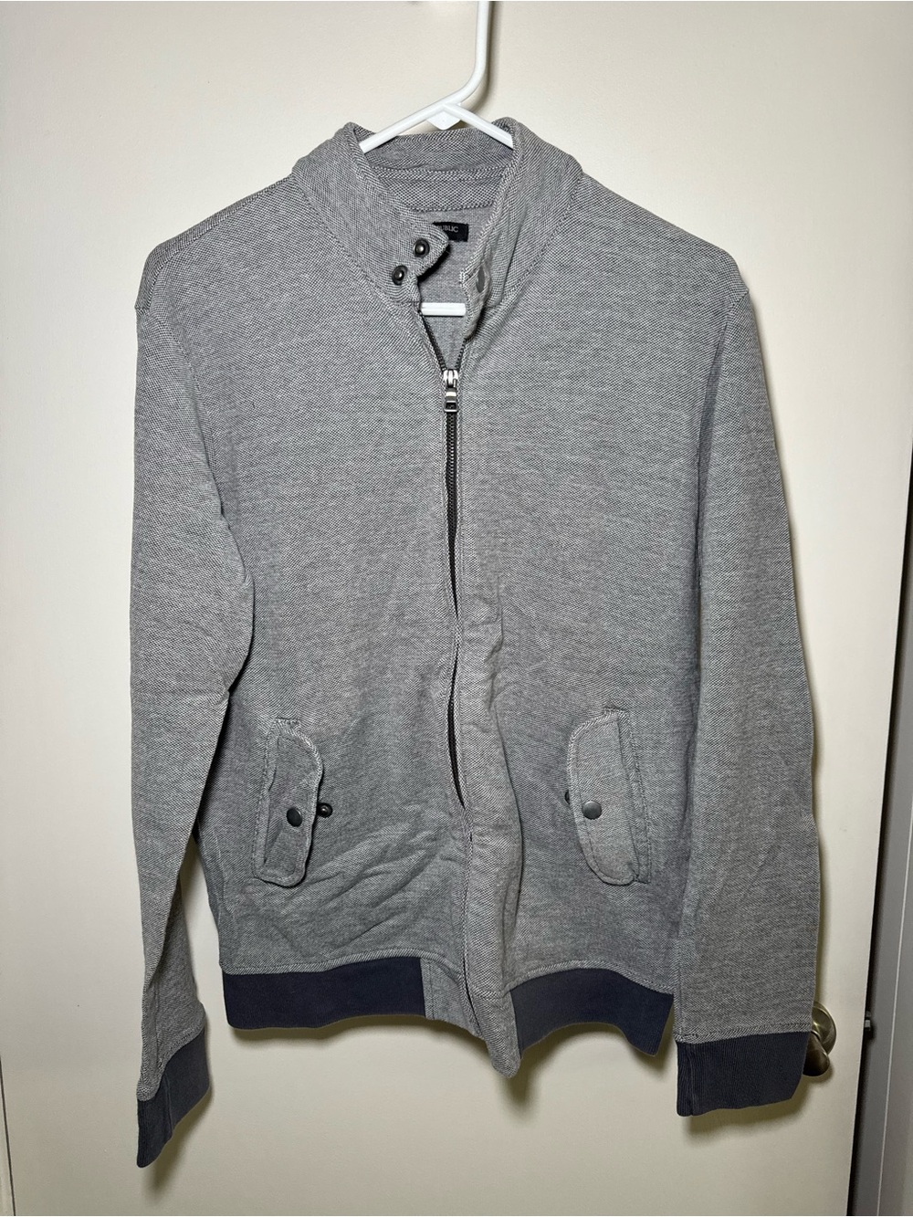 Banana Republic Light Gray Zip-Up Knit Jacket